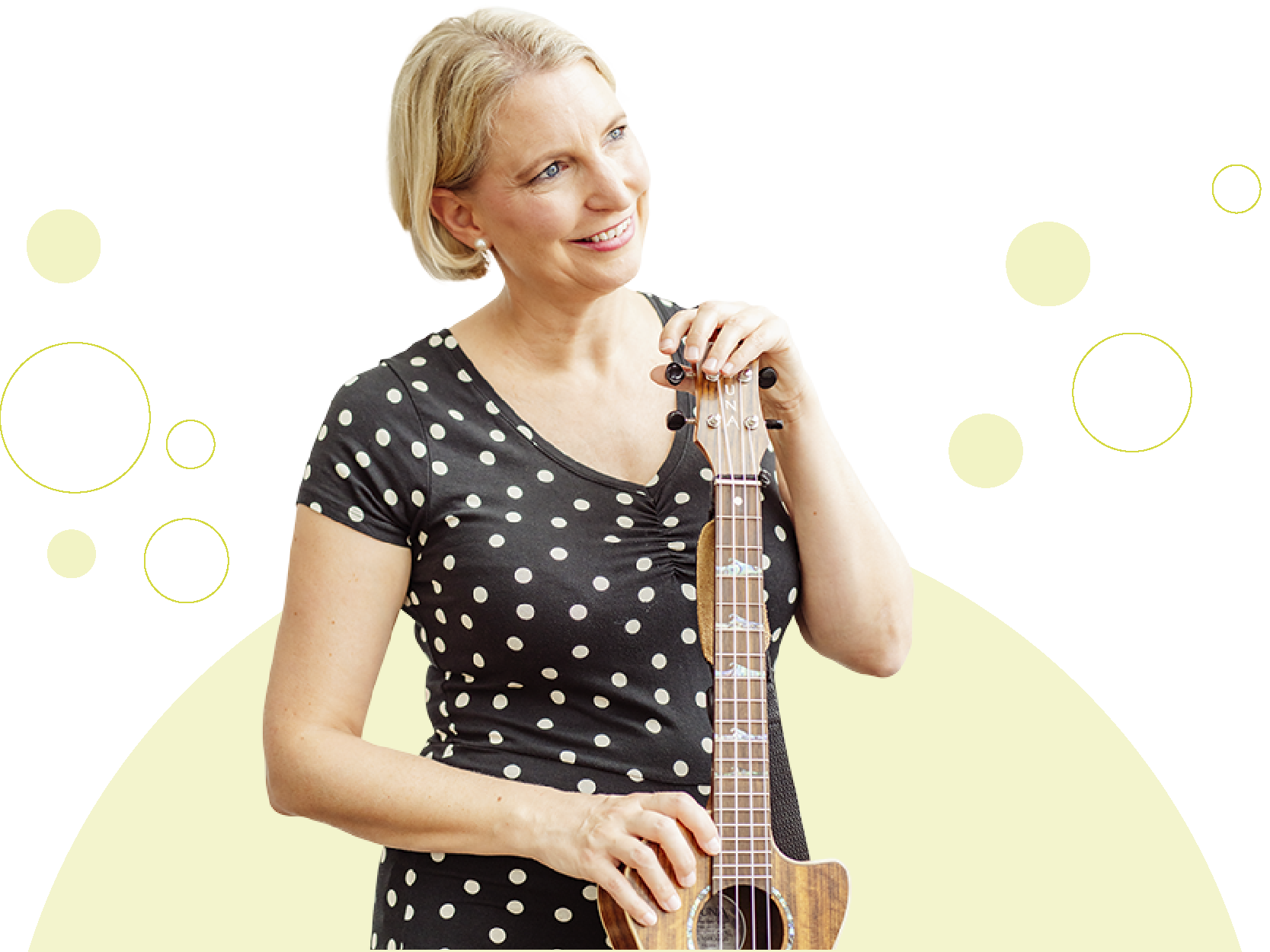 Portrait der Schweizer Sängerin Karin Grimm mit Instrument Schweizer Sängerin Karin Grimm mit Instrument